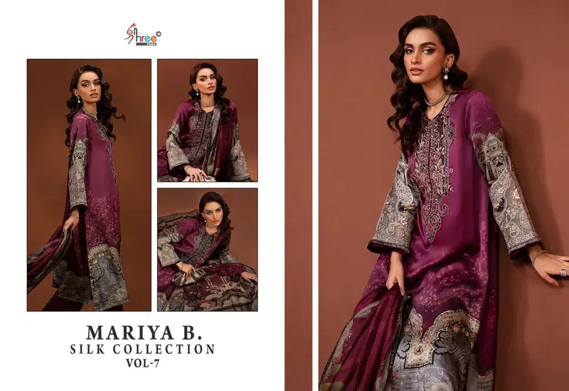 Maria B Silk Collection Vol 7 Japan Satin Printed Pakistani Suits Wholesale Shop In Surat